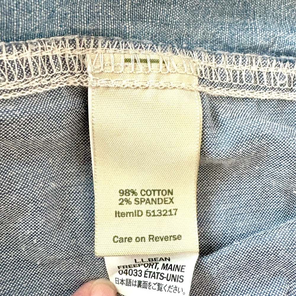 L.L. Bean Favorite Fit Chambray Dock Shorts Blue Cotton Stretch Drawstring 10 - Picture 5 of 8